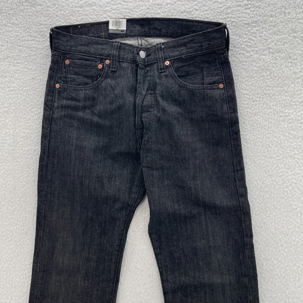 Levis 501 Jeans Mens 30x30 Black Original Straight Dark Wash Denim Grunge Goth